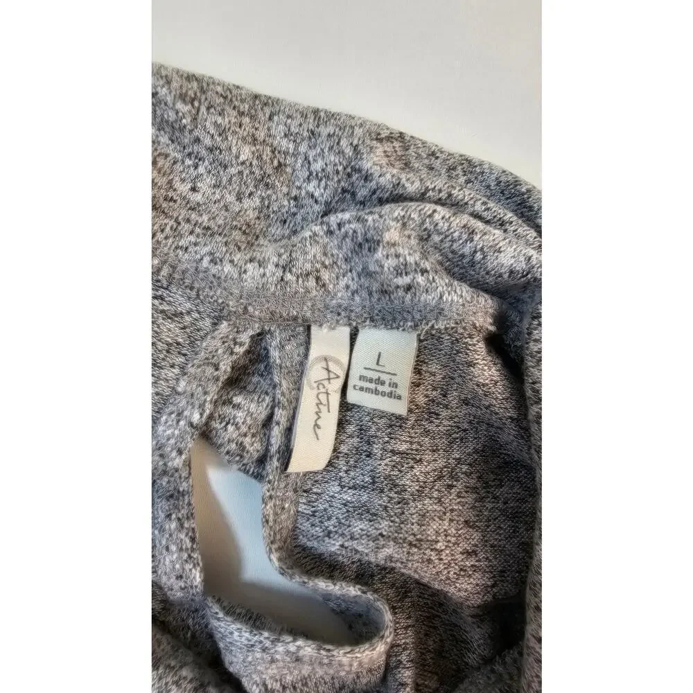 Cato active cold shoulder grey gathered hem cowl neck sz L large stretch comfort
